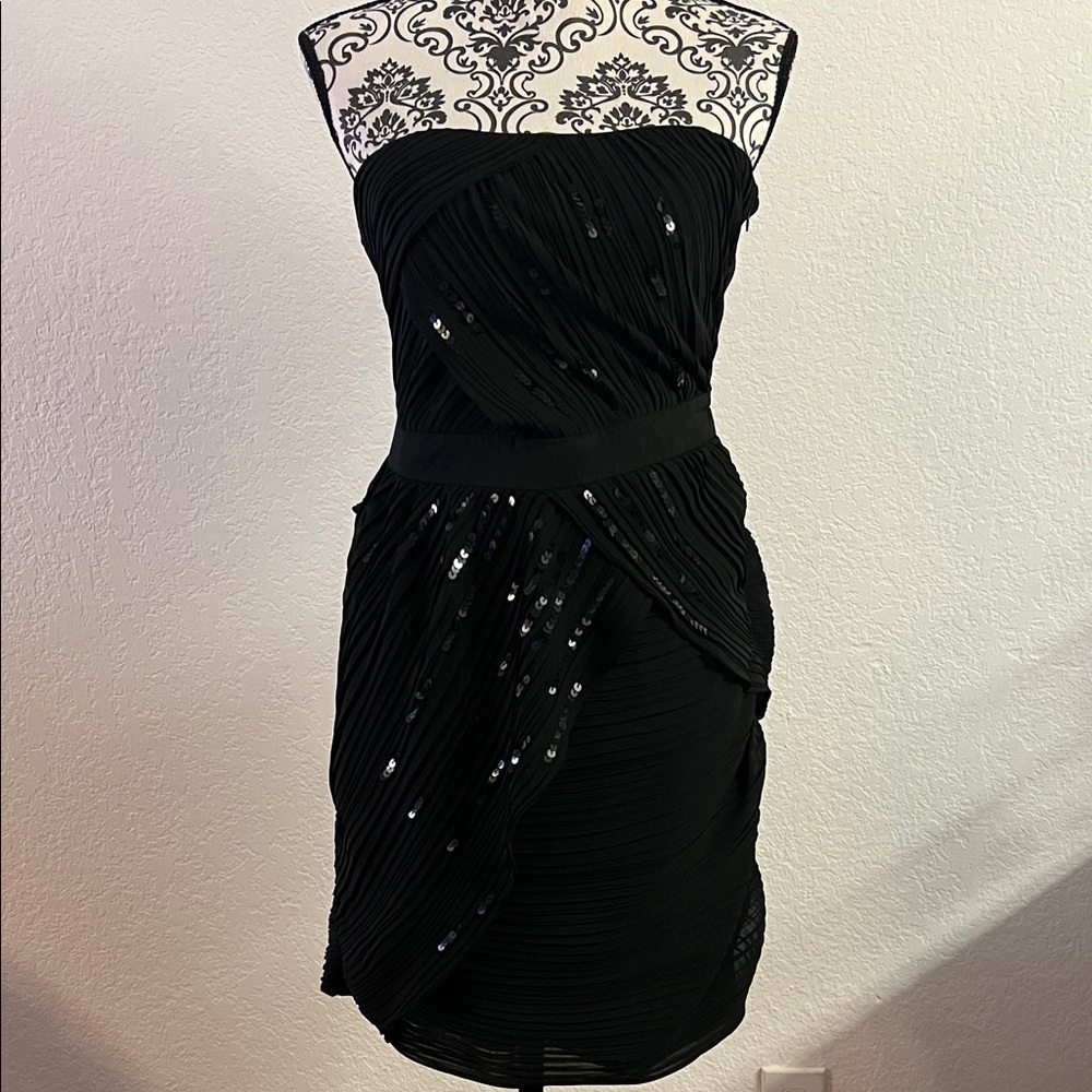 MM Couture Elegant Black Strapless Dress